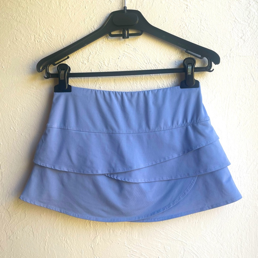 Lucky in Love Tennis Skirt Skort Light Blue Ruffled Scalloped - XS